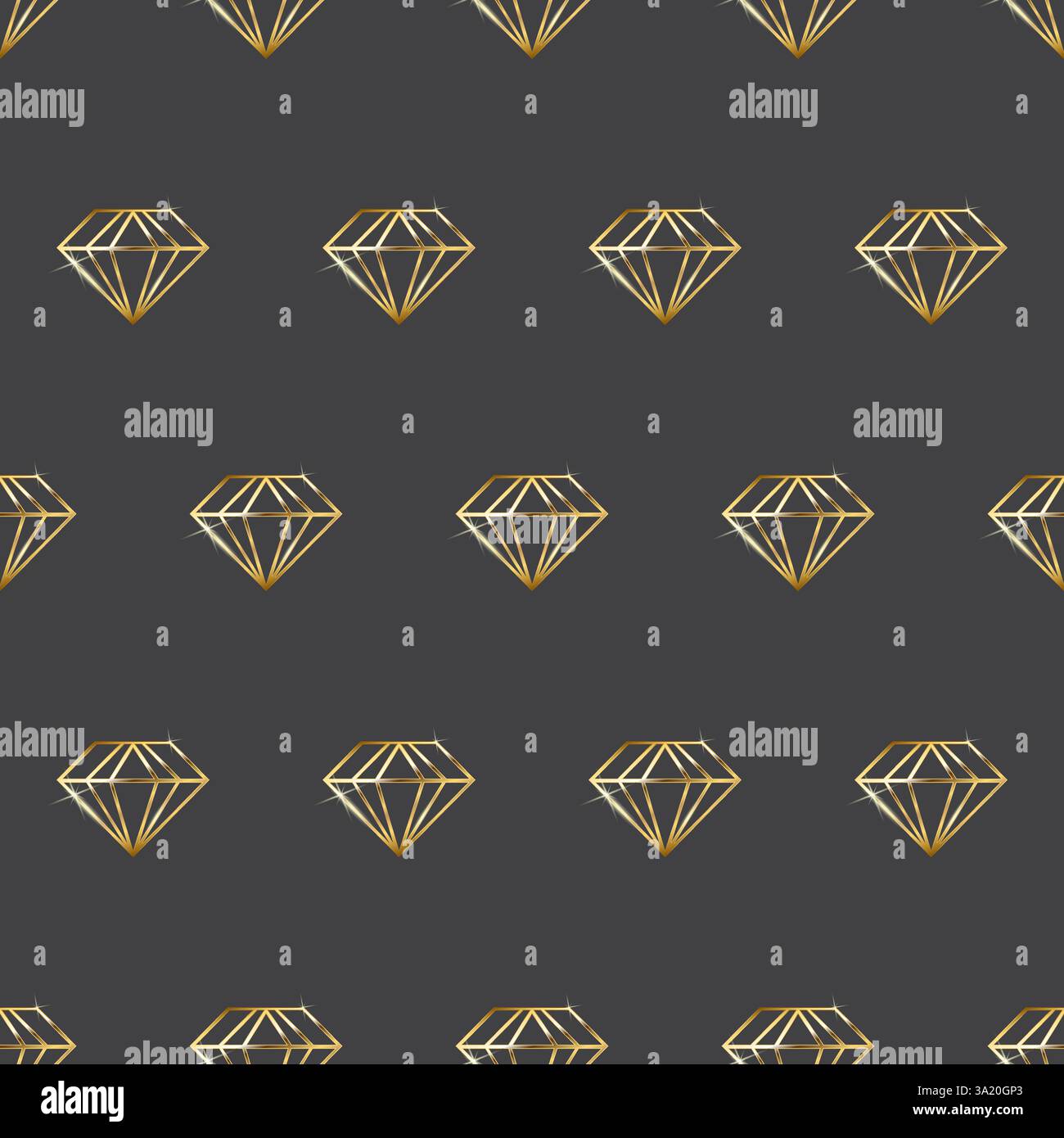 Seamless golden lined diamond pattern on grey bakcground Stock Vector