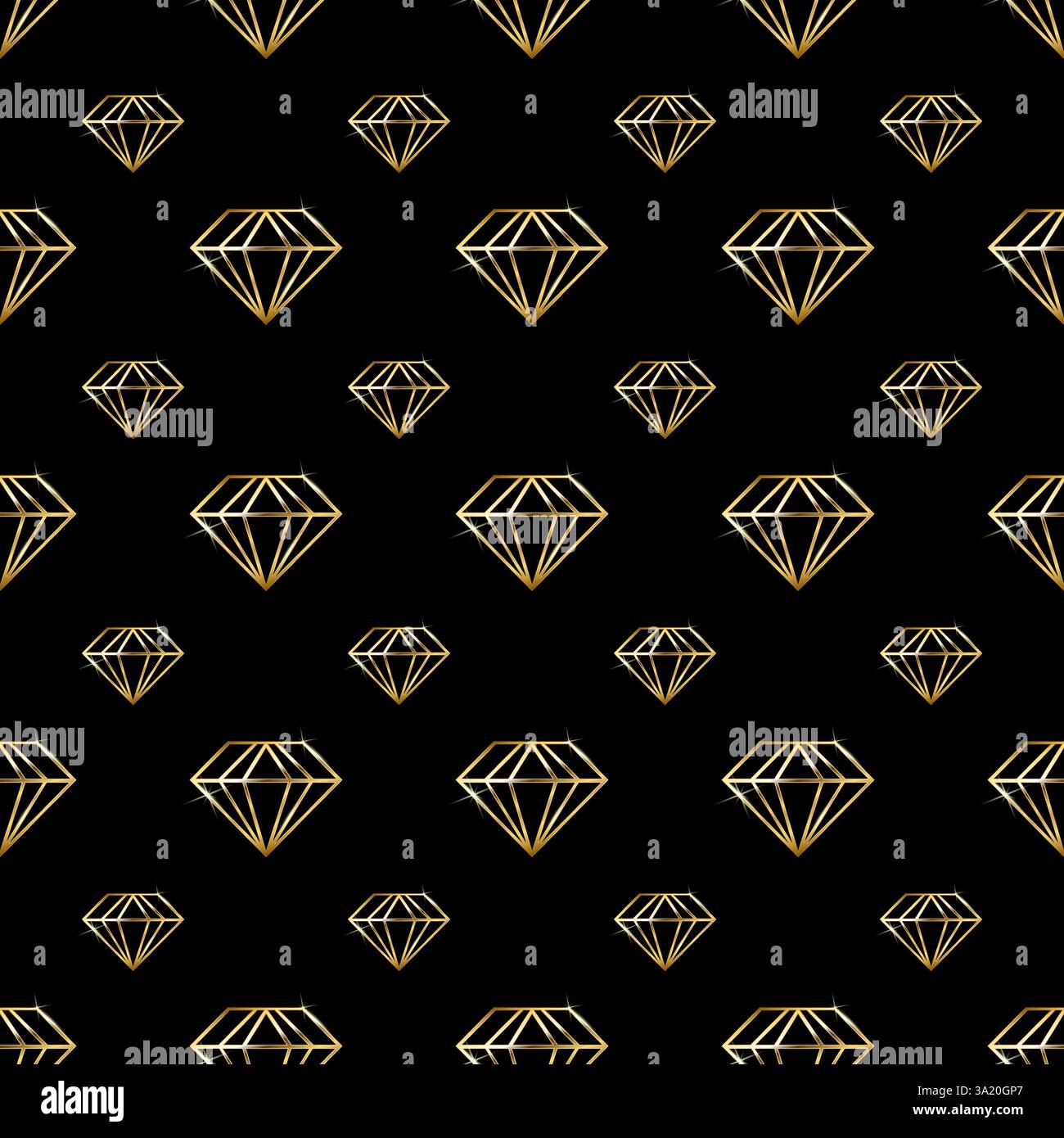 Seamless golden lined diamond pattern on black bakcground Stock Vector