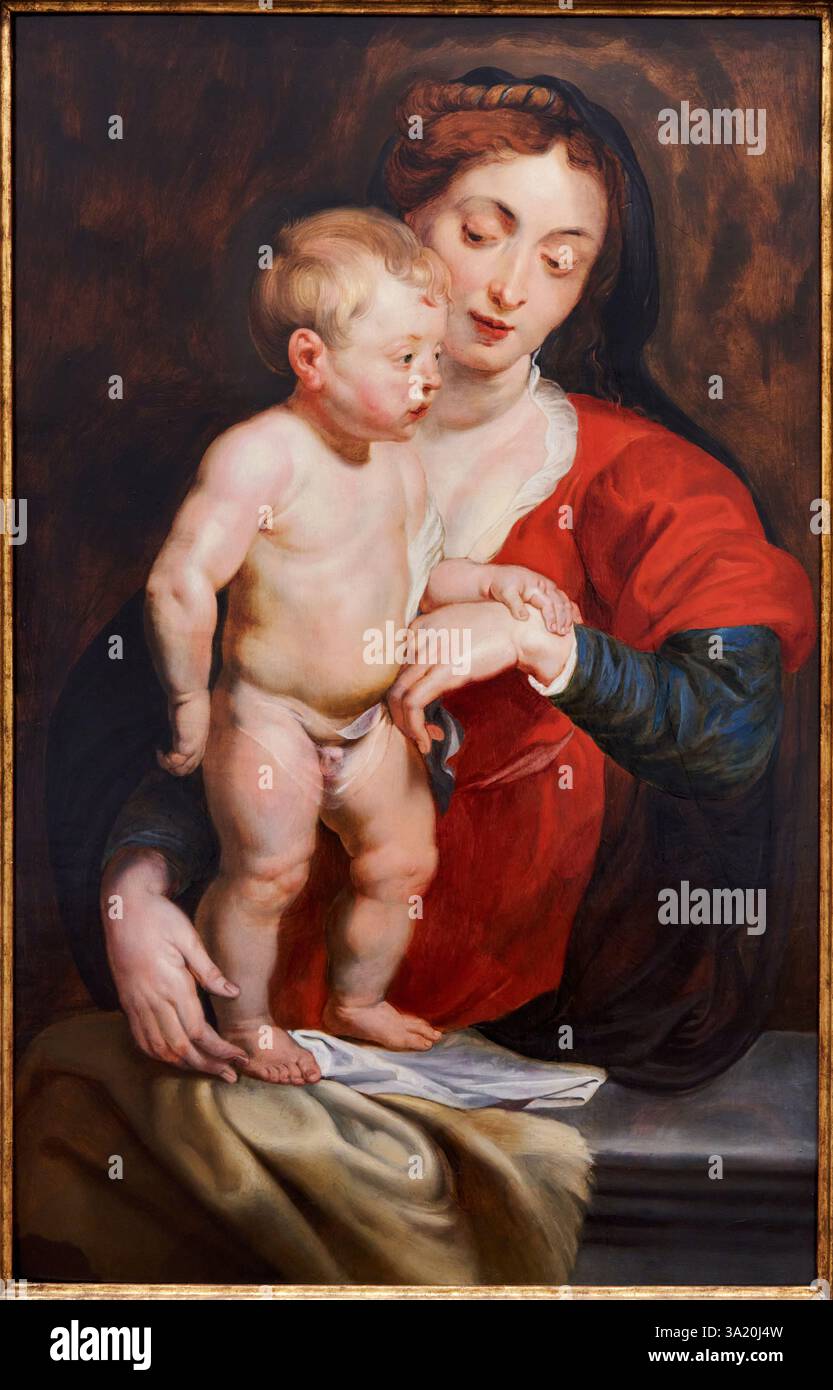 Virgin with Child, Virgen con el Niño, Oil on wood, PETER PAUL RUBENS Y  TALLER (1577-1640), Museo de Bellas Artes de Valencia, Comunidad  Valenciana, S Stock Photo - Alamy, image size:833x1390