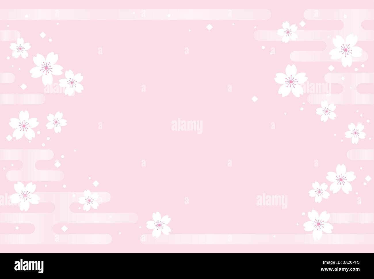 Seamless Floral Background With Cherry Blossoms In Japanese Vintage Style. Vector Illustration With Text Space. Horizontally Repeatable. Stock Vector