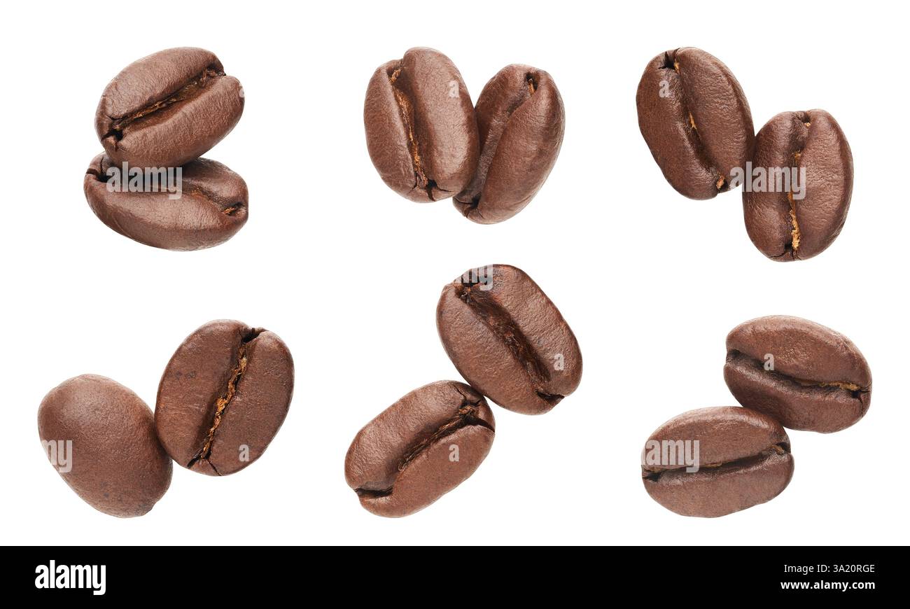 Set of coffee beans isolated over white background Stock Photo - Alamy