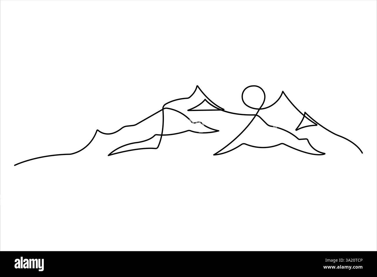 One continuous line drawing of mountain design outline vector Stock ...