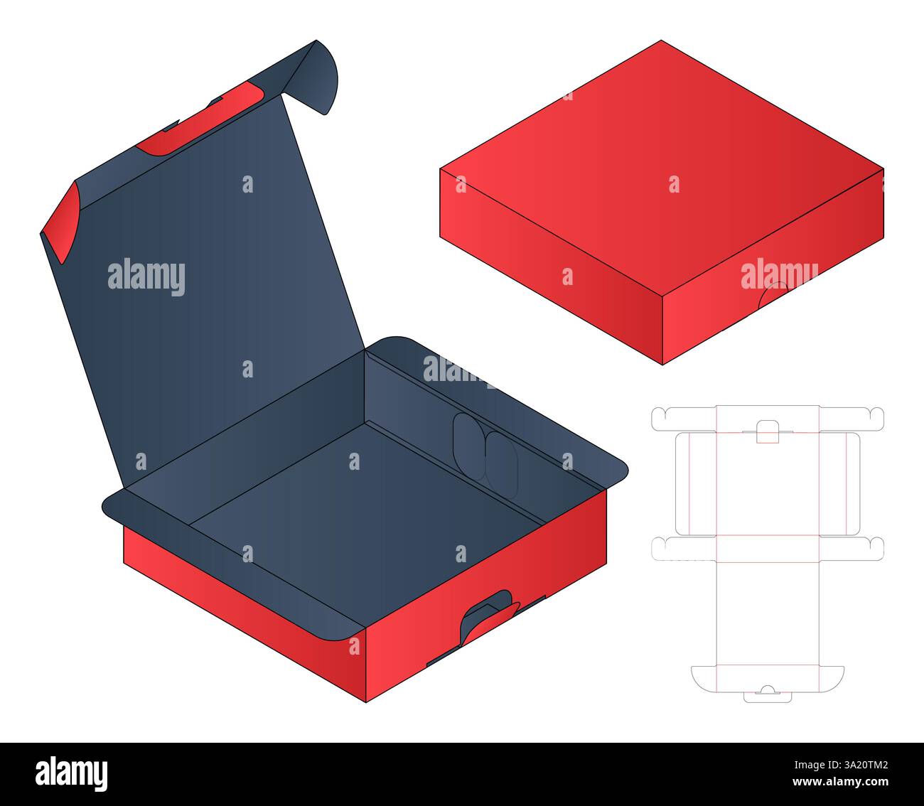 Box packaging die cut template design. 3d mock-up Stock Vector