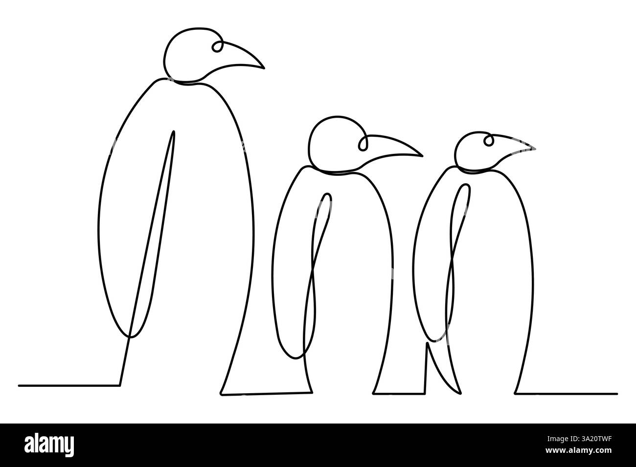 Penguin continuous one line art drawing of vector Stock Vector