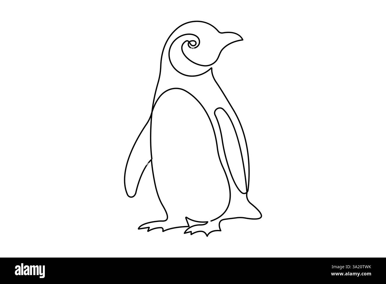 Penguin continuous one line art drawing of vector Stock Vector