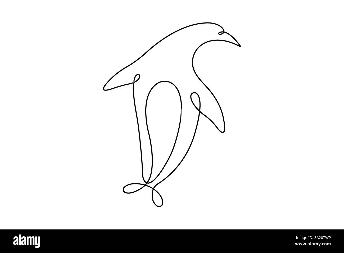 Penguin continuous one line art drawing of vector Stock Vector
