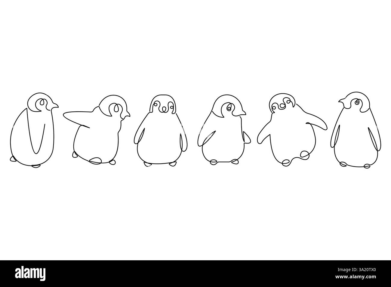 Penguin continuous one line art drawing of vector Stock Vector