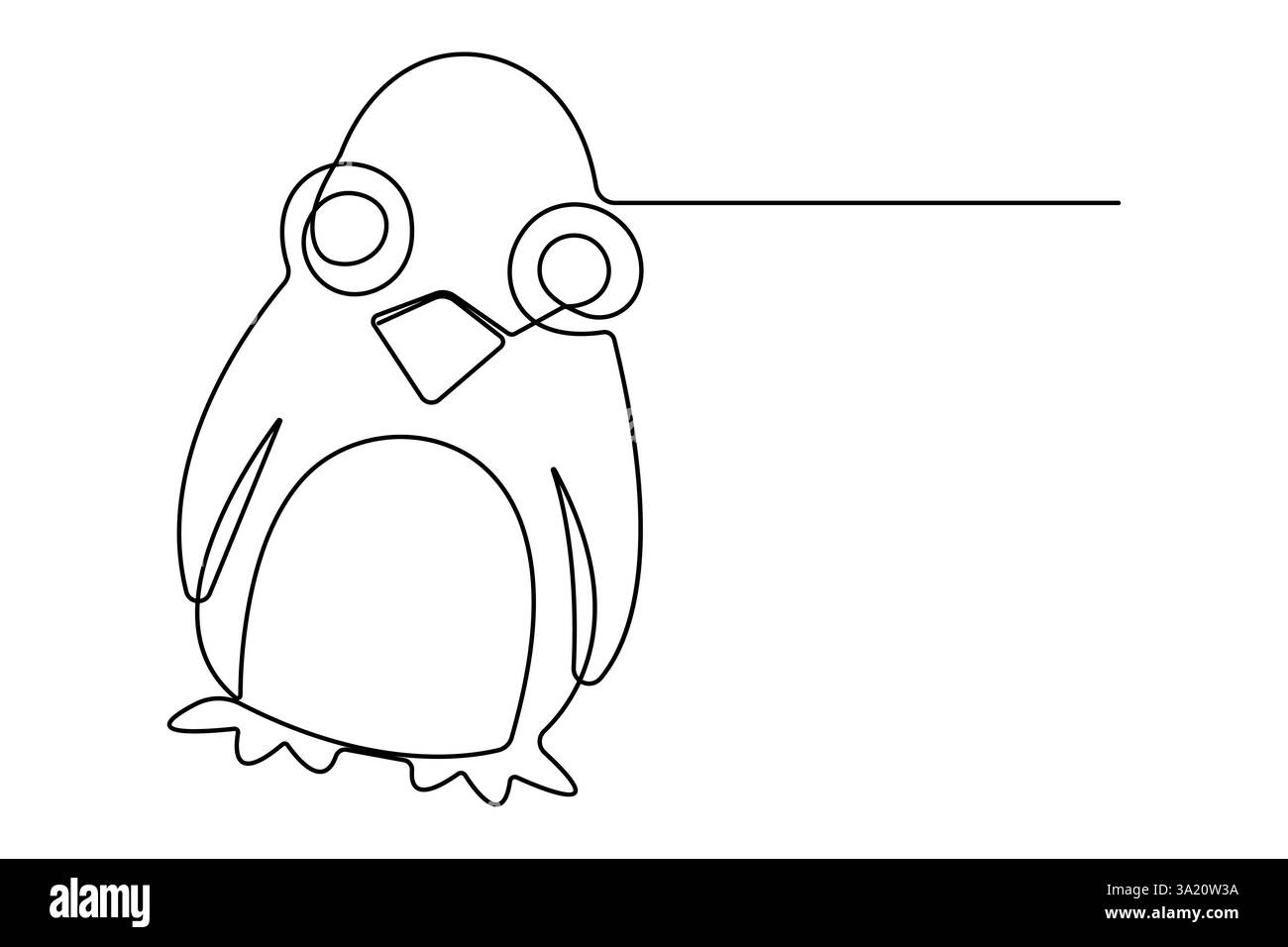 Penguin continuous one line art drawing of vector Stock Vector