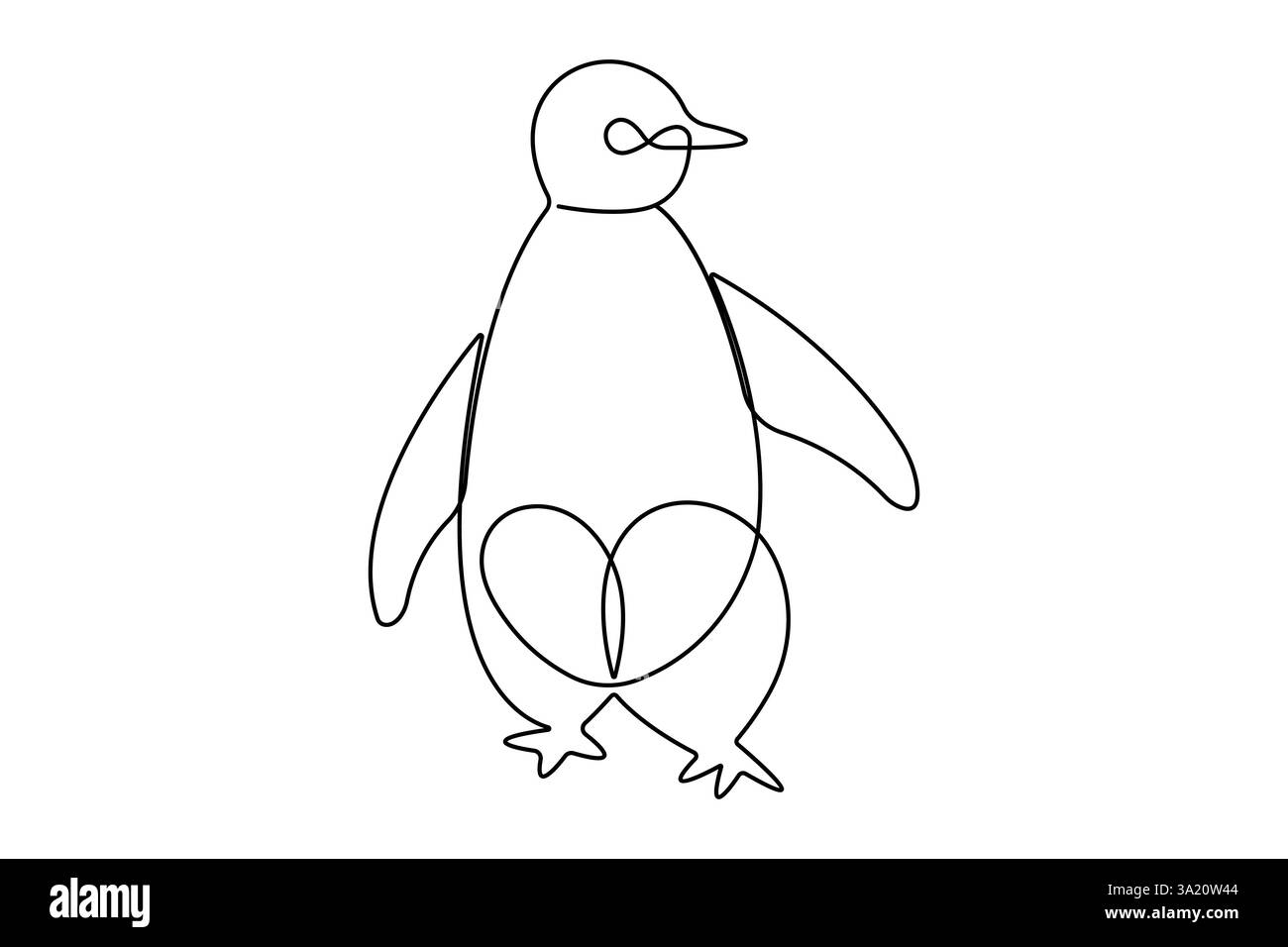 Penguin continuous one line art drawing of vector Stock Vector