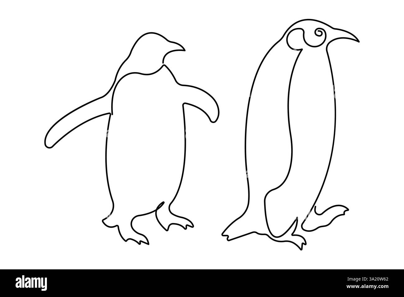 Penguin continuous one line art drawing of vector Stock Vector