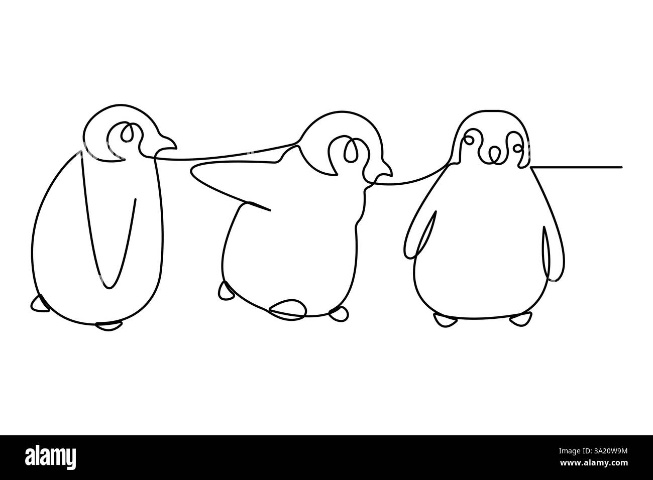 Penguin continuous one line art drawing of vector Stock Vector
