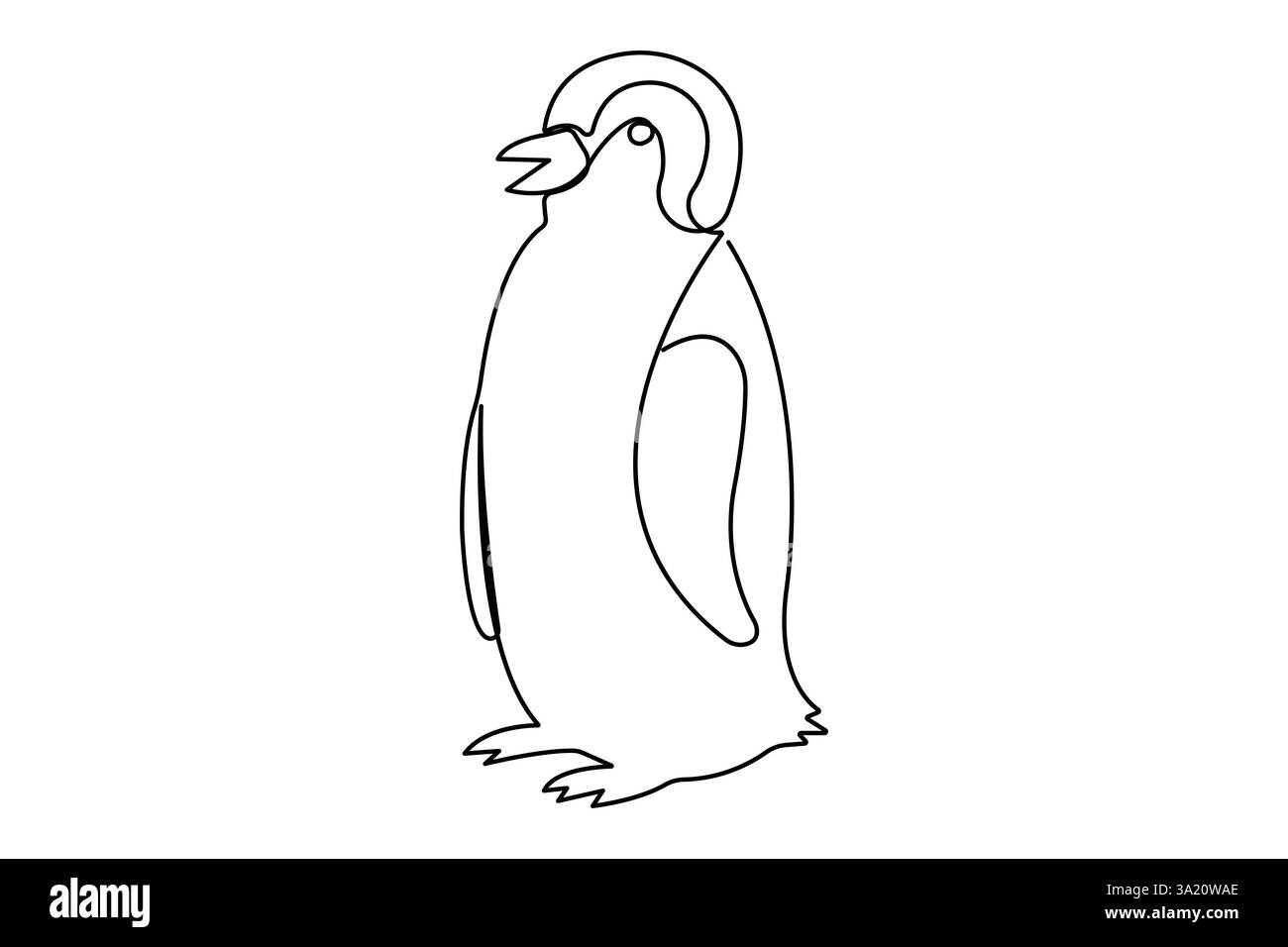 Penguin continuous one line art drawing of vector Stock Vector