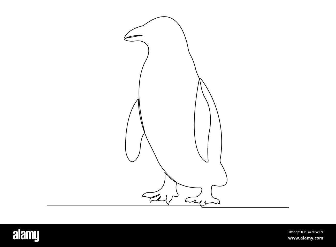 Penguin continuous one line art drawing of vector Stock Vector