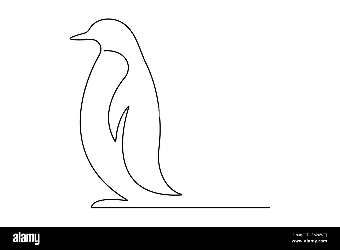 Penguin continuous one line art drawing of vector Stock Vector