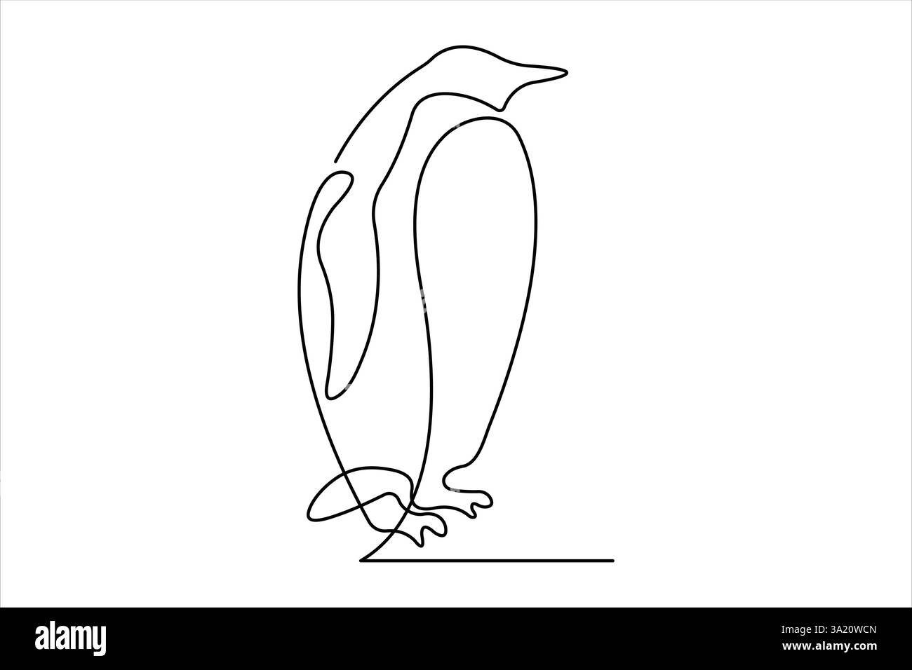 Penguin continuous one line art drawing of vector Stock Vector