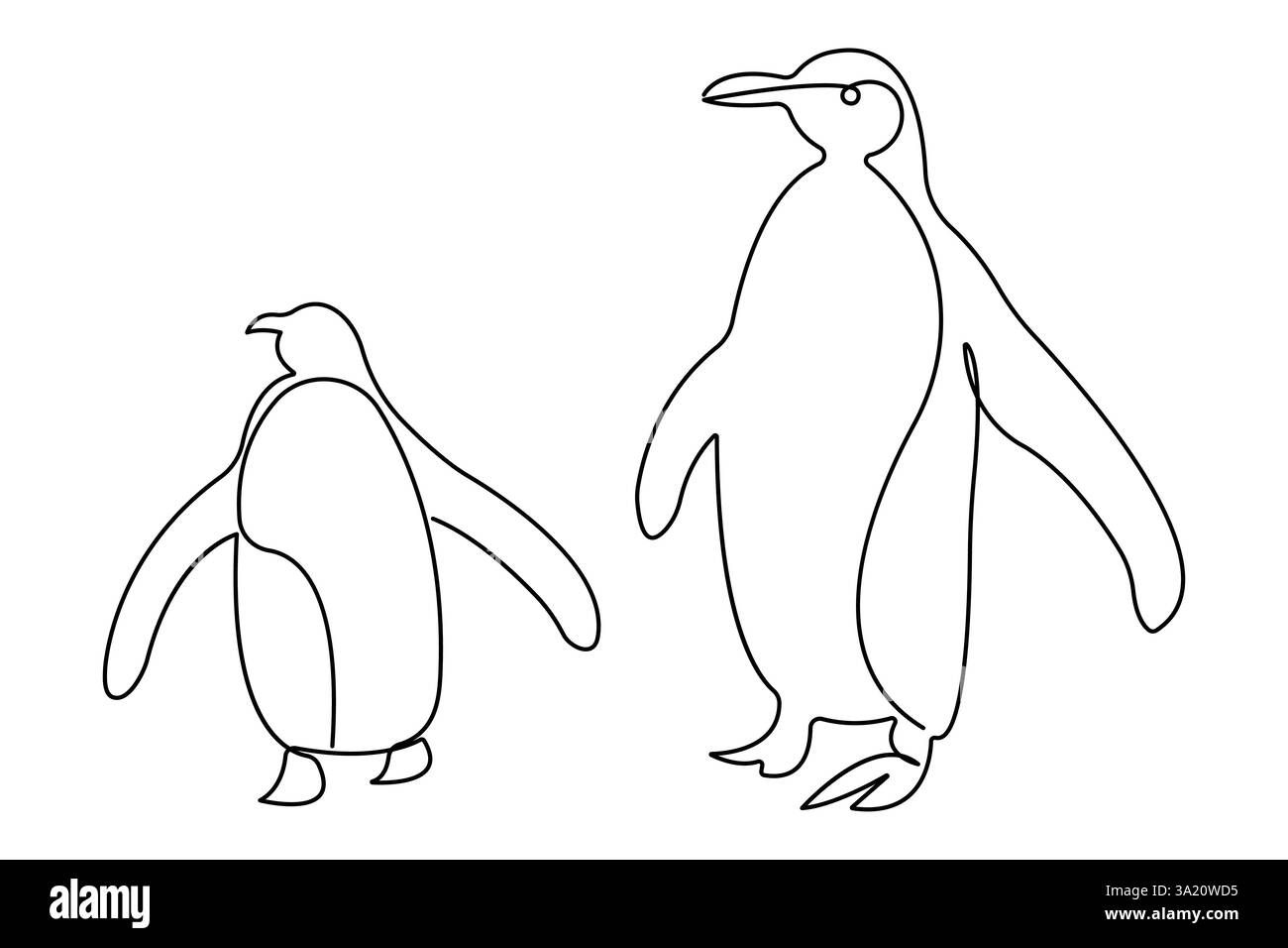 Penguin continuous one line art drawing of vector Stock Vector