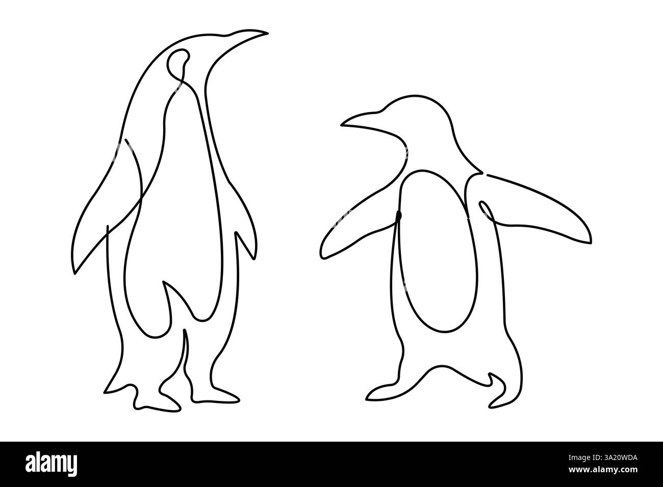 Penguin continuous one line art drawing of vector Stock Vector
