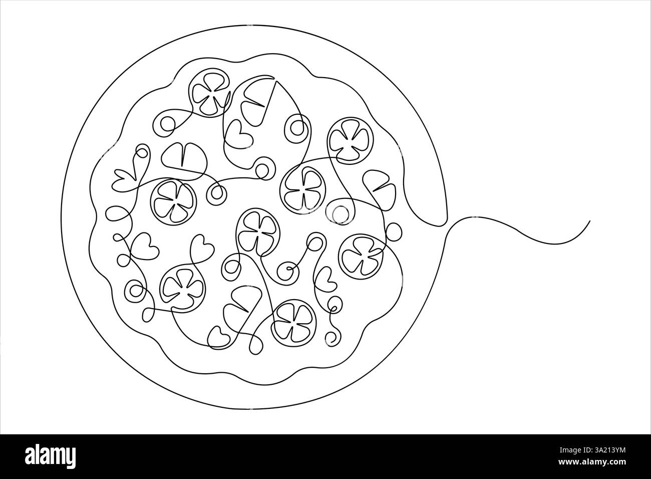 Continuous single one line drawing of delicious sliced cheese pizza design outline vector illustration Stock Vector