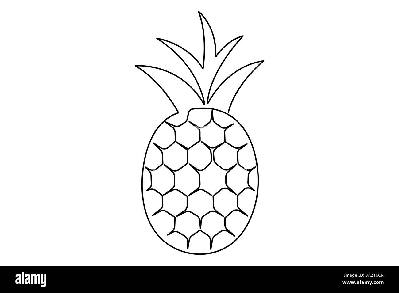 Continuous one single line art drawing fresh healthy organic pineapple vector illustration Stock Vector