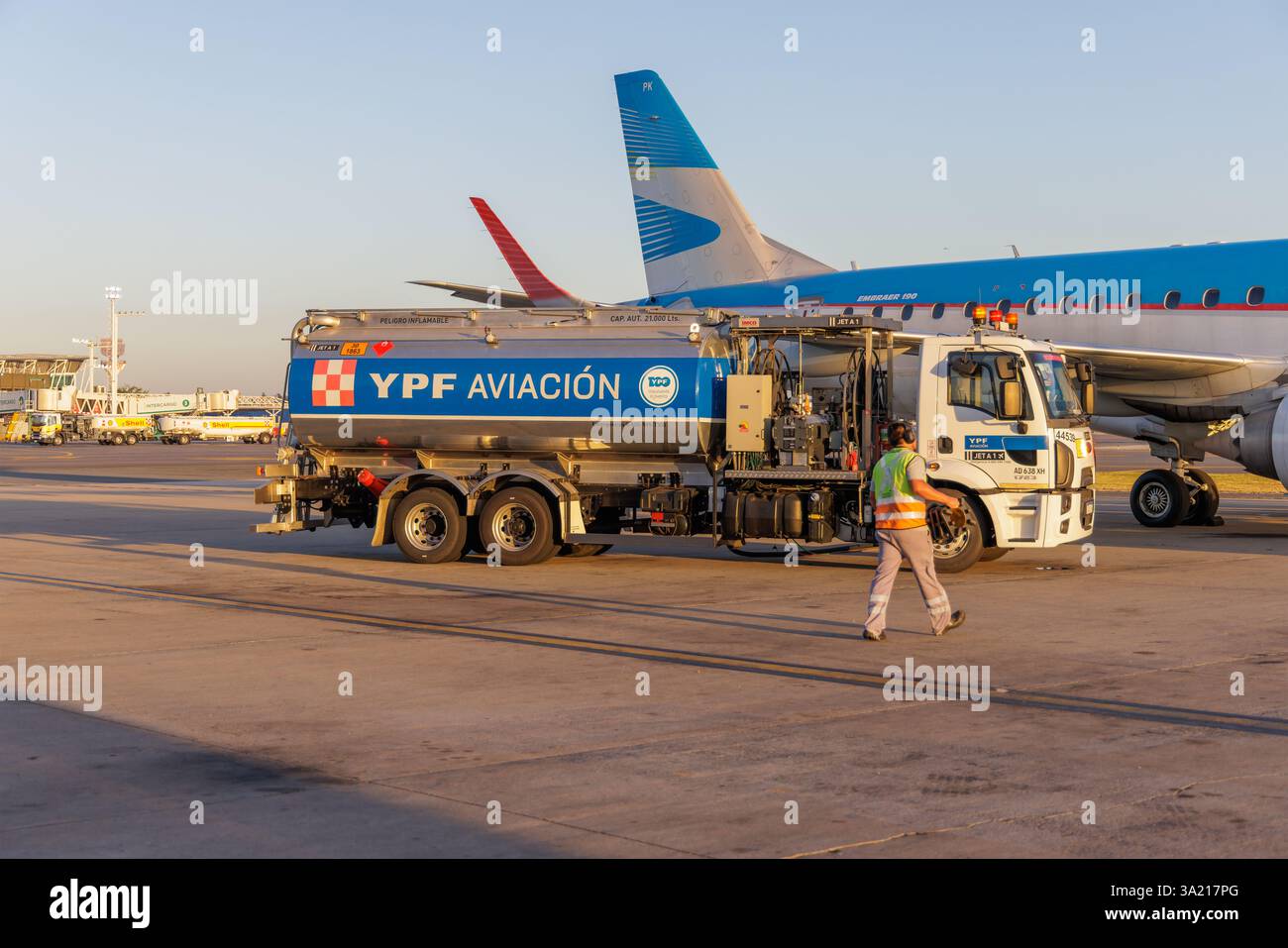 Buenos Aires, Argentina - January 10th, 2025: YPF fuel truck at Ezeiza airport in Argentina. Stock Photo