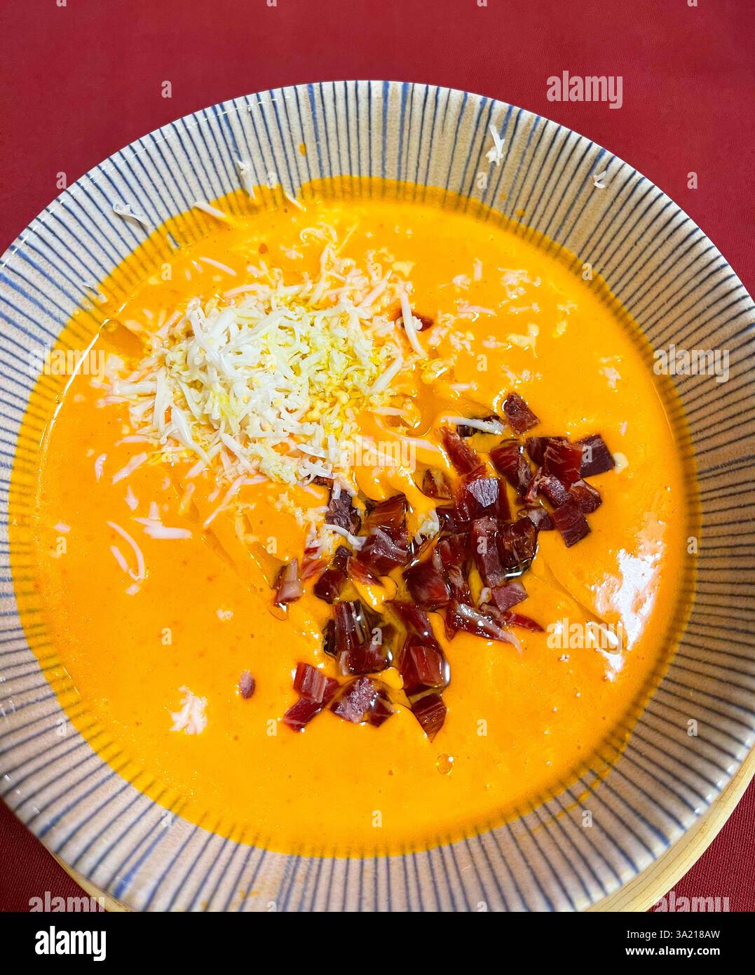 Salmorejo serving. Spain. - Smartphone Captured Stock Image