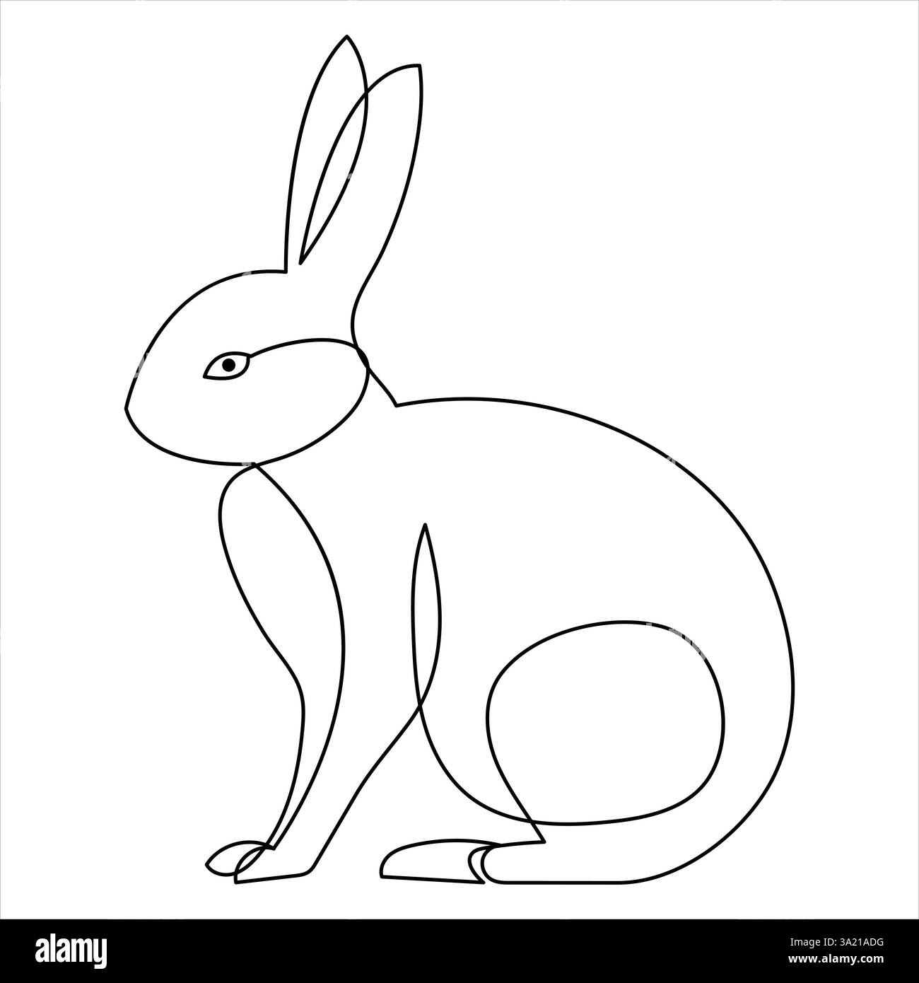 Simple Rabbit No Outline Continuous one line art drawing rabbit pet animal free hand sketch ...