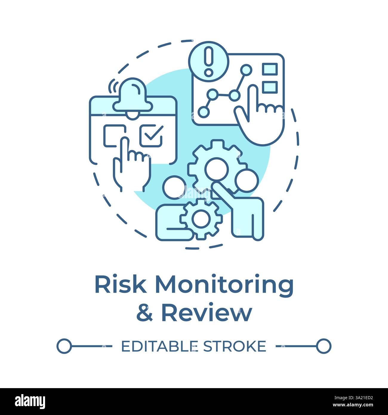 Risk monitoring and review soft blue concept icon Stock Vector