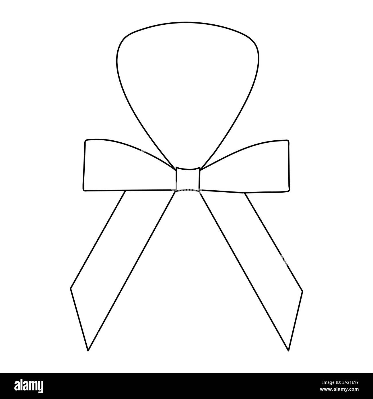 Cute bow ribbon continuous single line art drawing of isolated icon ...