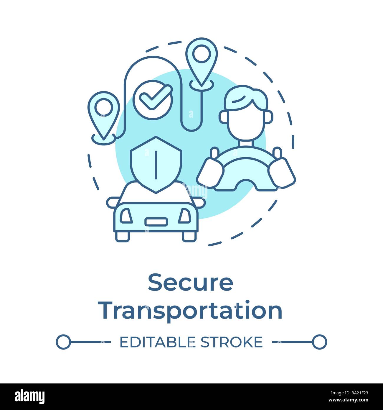 Secure transportation soft blue concept icon Stock Vector