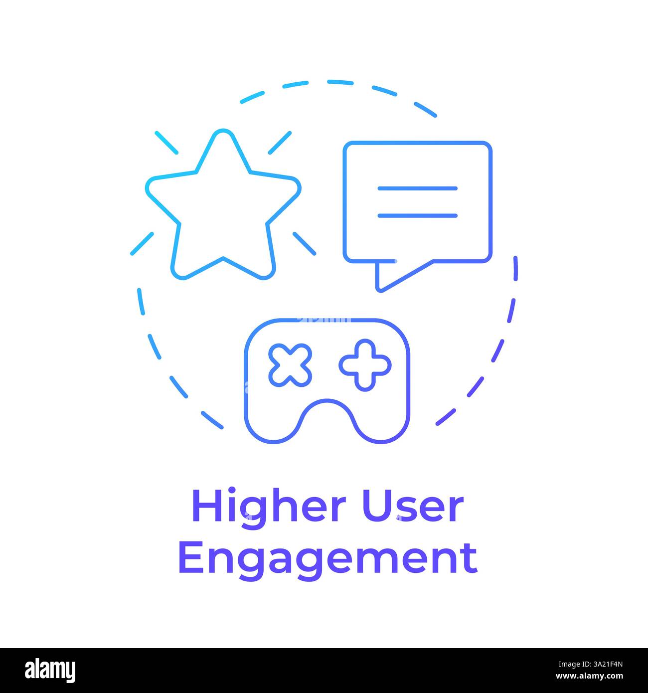 Higher user engagement blue gradient concept icon Stock Vector