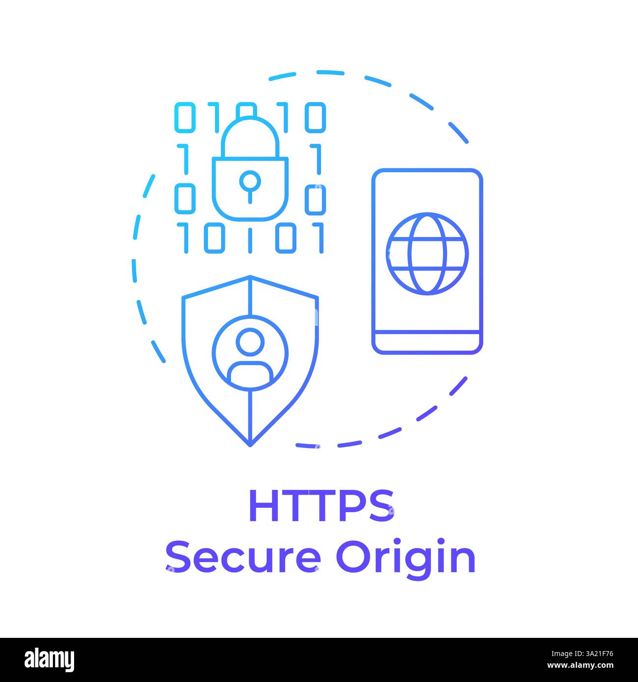 HTTPS secure origin blue gradient concept icon Stock Vector
