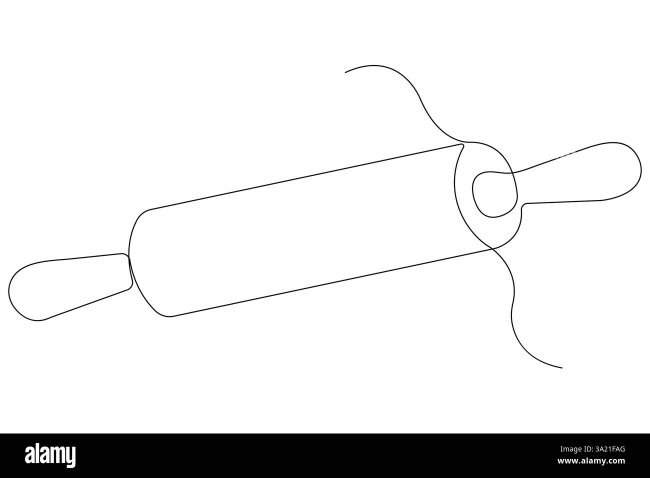 Continuous one line art drawing of a kitchen roller pin vector Stock Vector