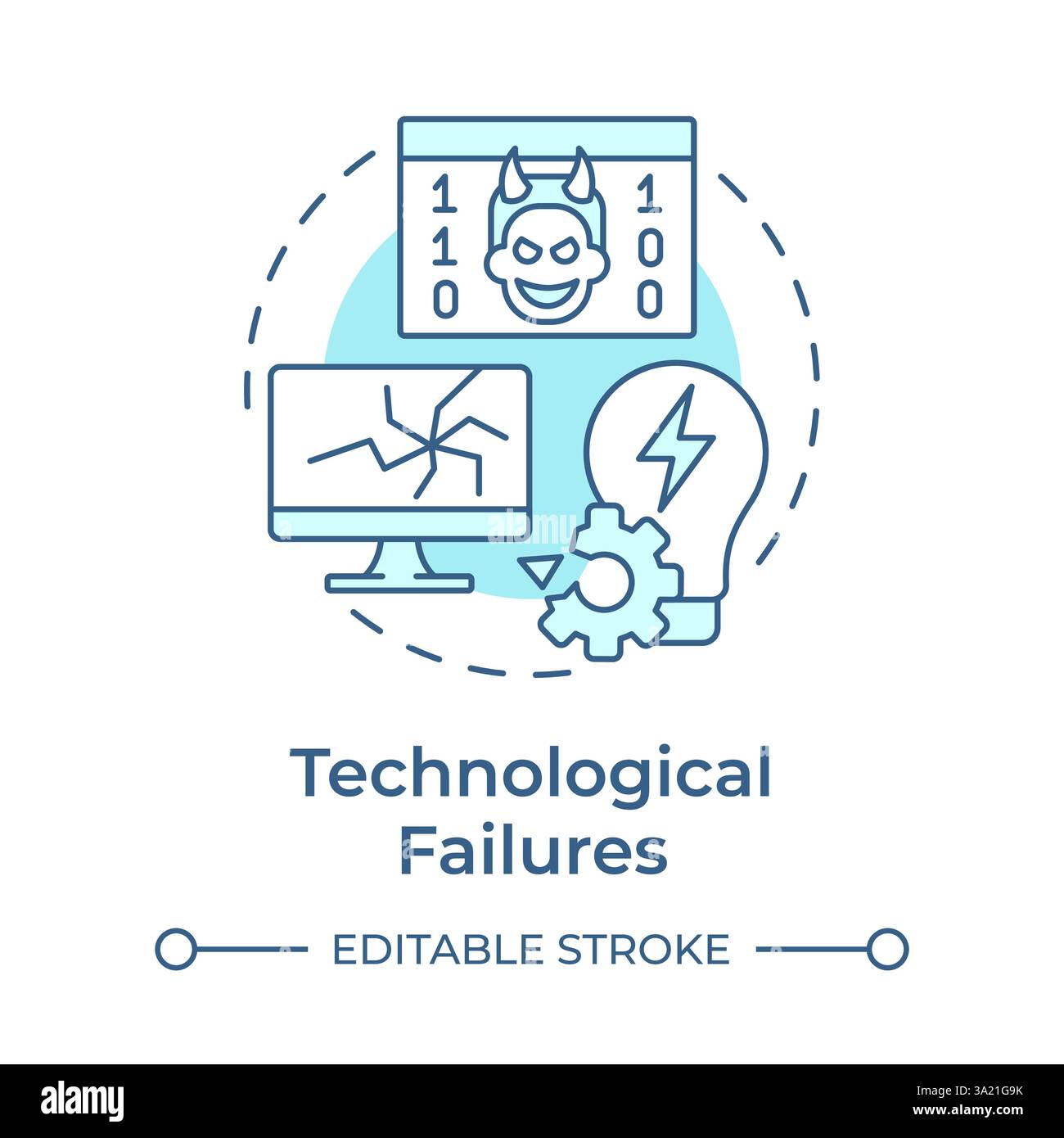 Technological failures soft blue concept icon Stock Vector