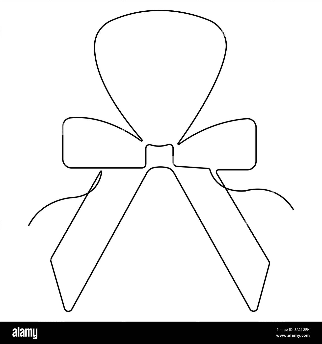 Cute bow ribbon continuous single line art drawing of isolated icon ...