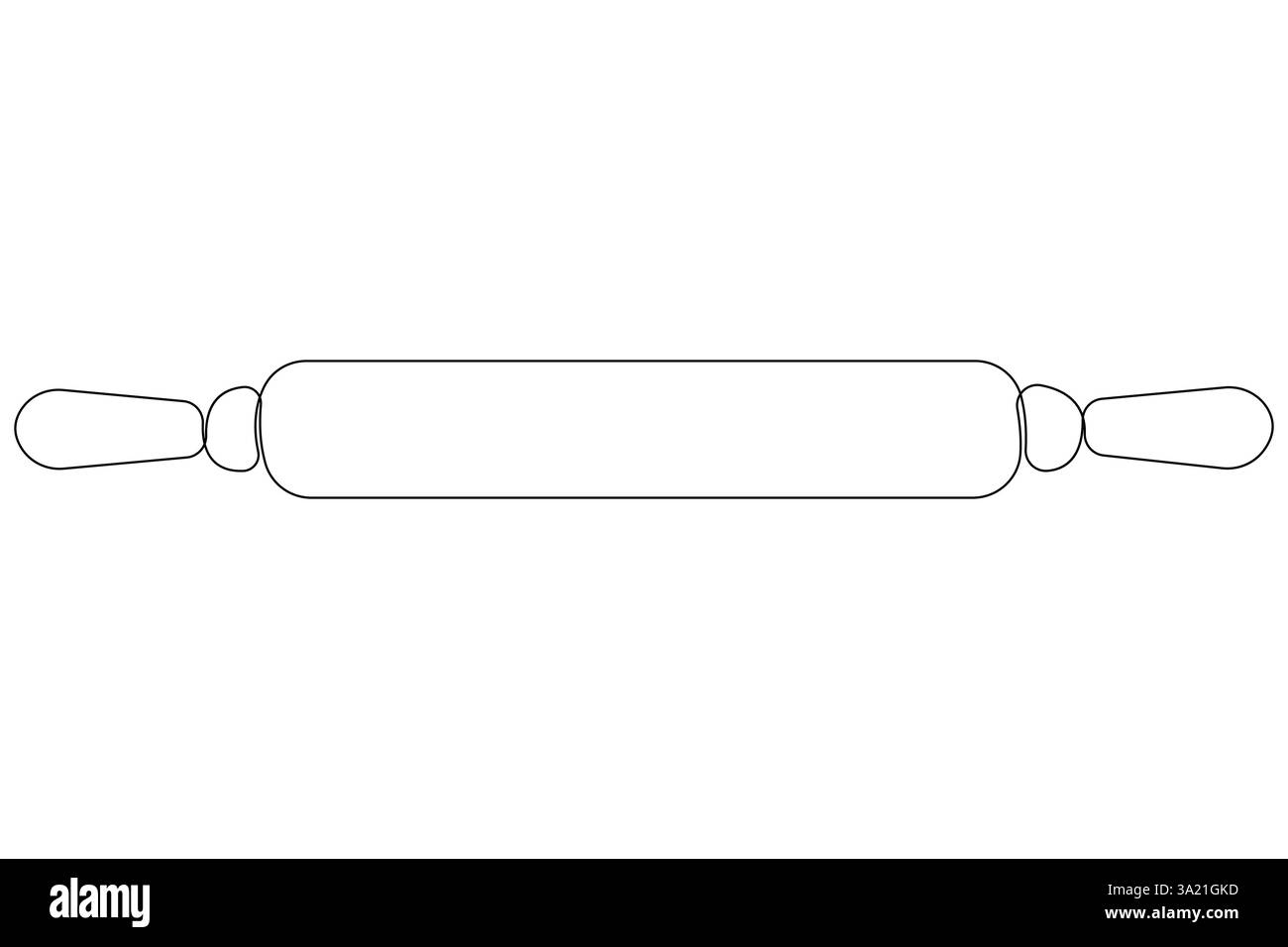 Continuous one line art drawing of a kitchen roller pin vector Stock Vector