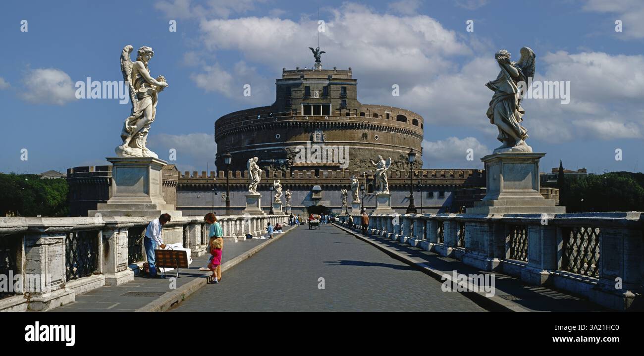 Angel's Bridge in front of Castel Sant'Angelo in Rome, Italy, Europe ...
