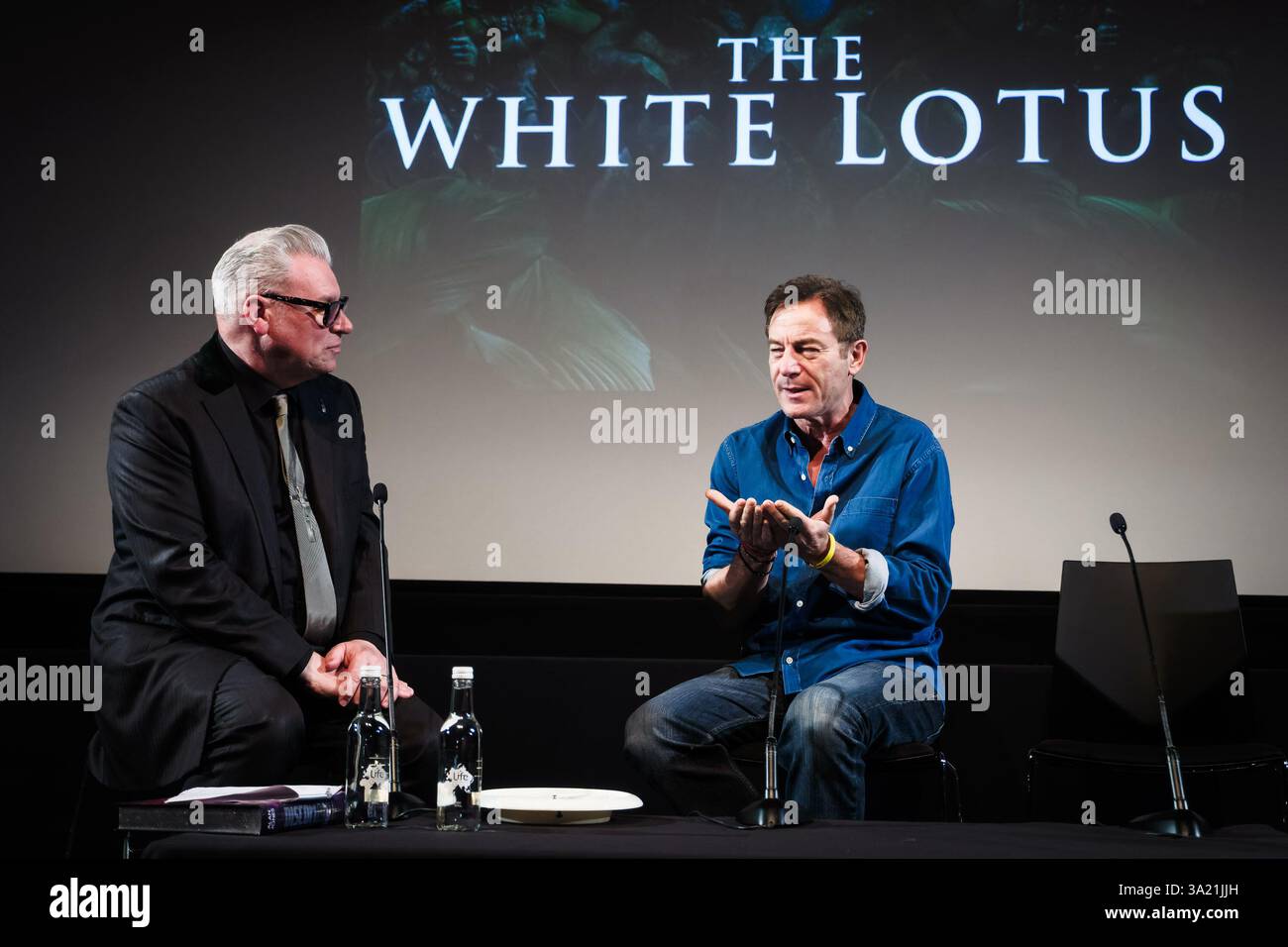 London, UK. 10 March 2025. Mark Kermode and Jason Isaacs on stage at ...