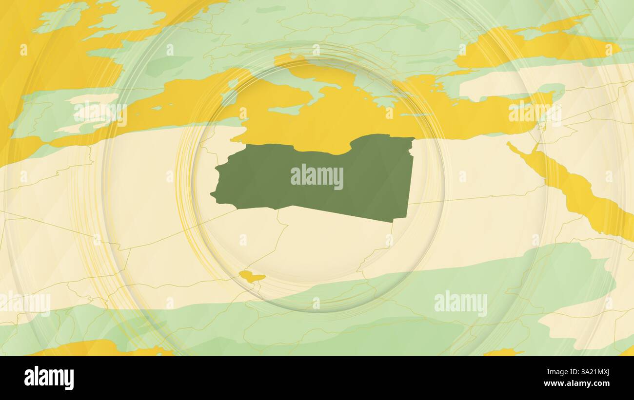 Abstract Map of Libya and Surrounding Regions with Circular Patterns ...