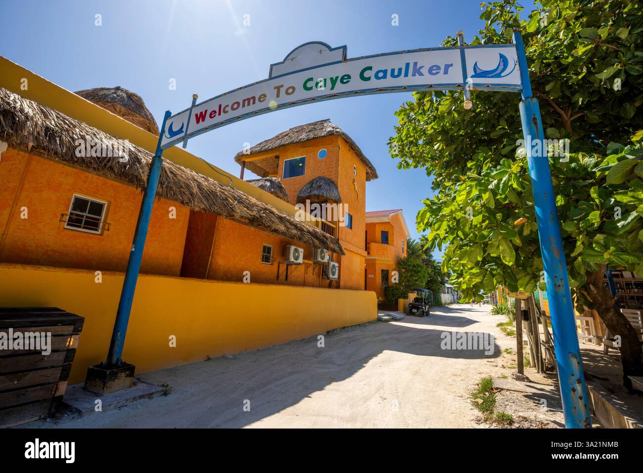Welcome to Caye Caulker, Belize, Central America Stock Photo