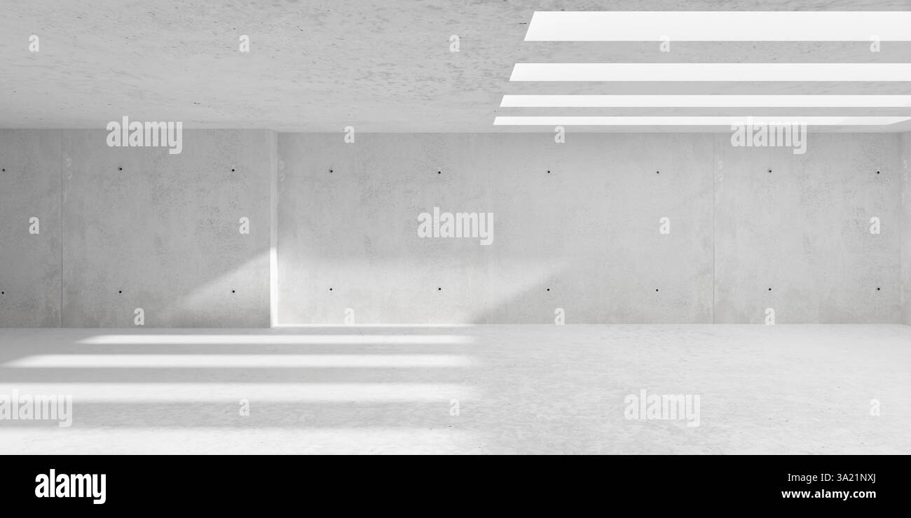 Abstract empty, modern concrete room with sunlight from horizontal ...
