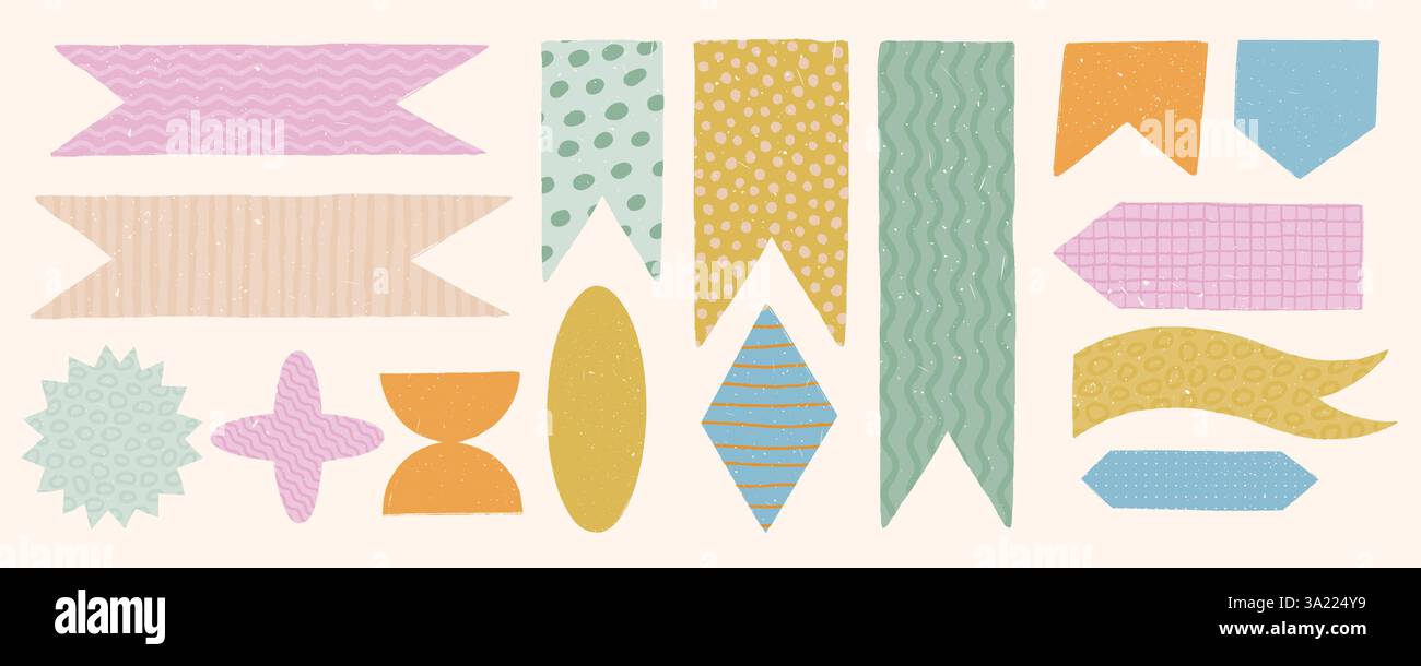 Paper note stickers in pastel color Stock Vector