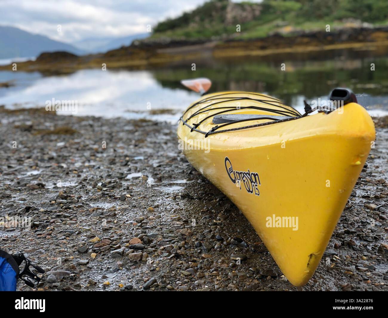 Yellow canoe by the lake - Smartphone Captured Stock Image