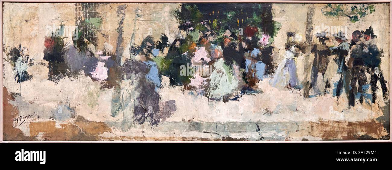 Salida de Misa en Godella, 1890, Ignacio Pinazo Camarlench, (1849-1916), IVAM, Centre Julio González, Valencia, Comunidad Valenciana, Spain Stock Photo