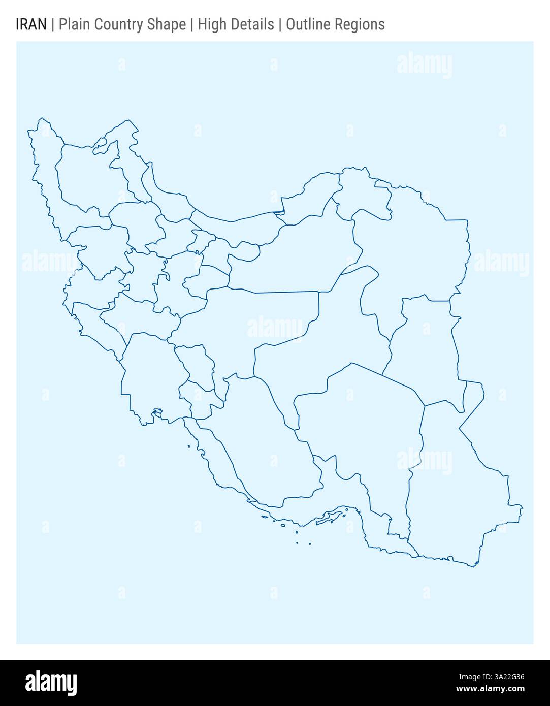 Iran plain country map. High details. Outline regions style. Shape of ...