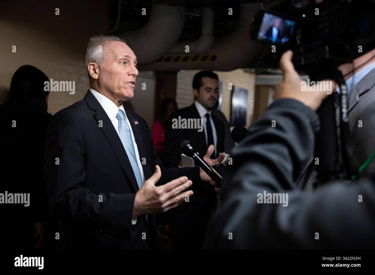 Republican Reporters House Majority Leader Steve Scalise (R-La.) speaks with reporters after ...