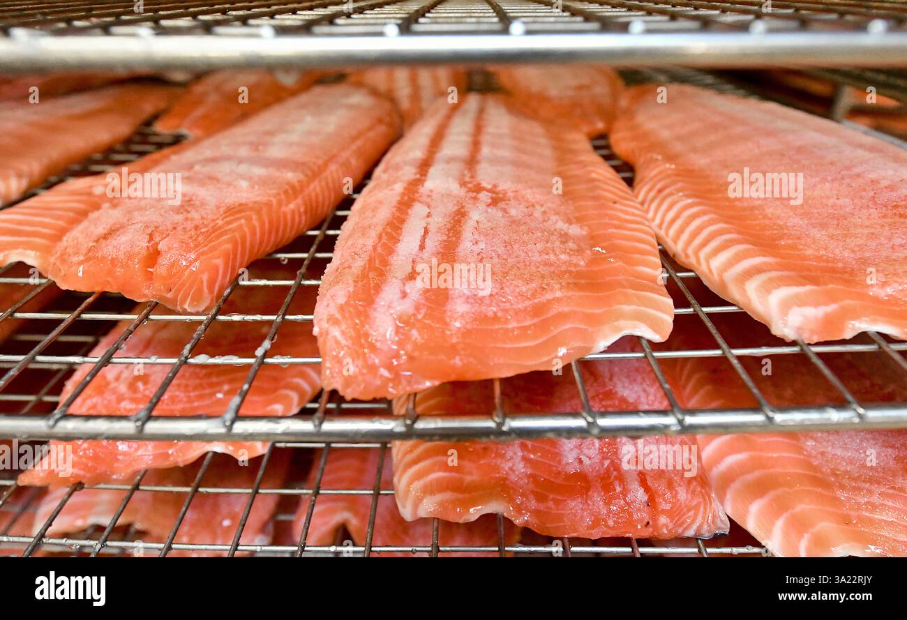 Le Portel (northern France): Marcel Baey, trout and salmon smokehouse Stock Photo