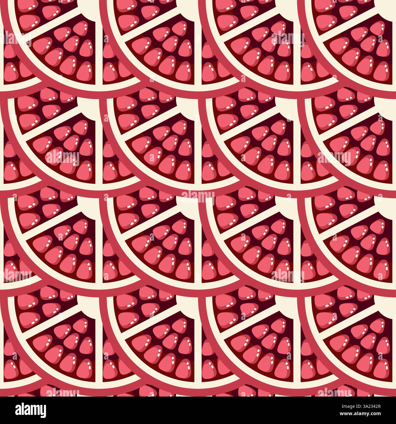 Pomegranate slices seamless pattern vector illustration Stock Vector