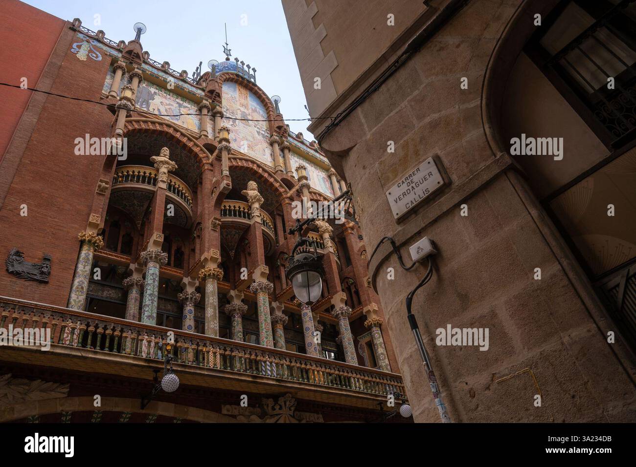 Facade of the Palau de la Música Catalana, on March 11, 2025, in