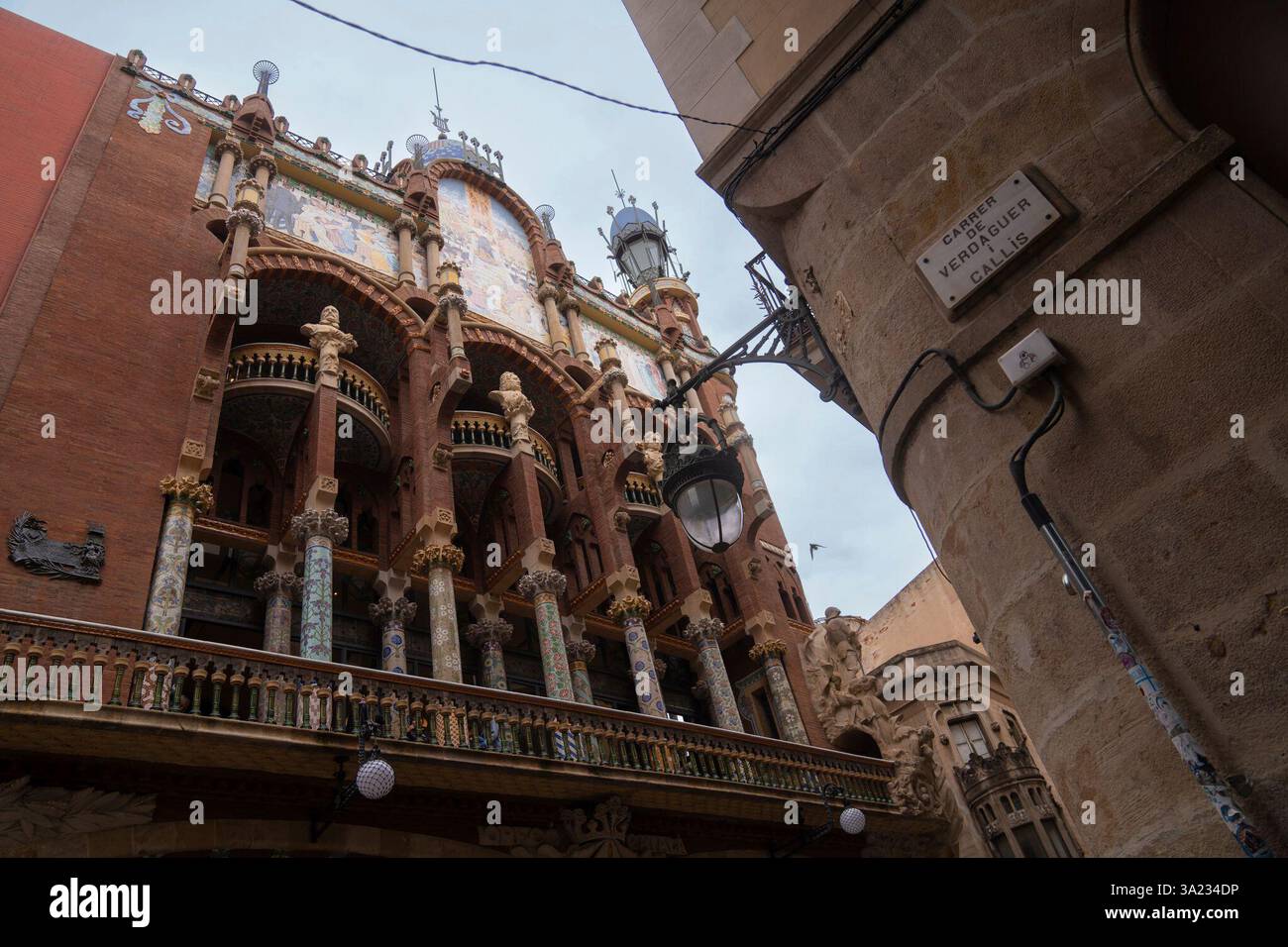Facade of the Palau de la Música Catalana, on March 11, 2025, in