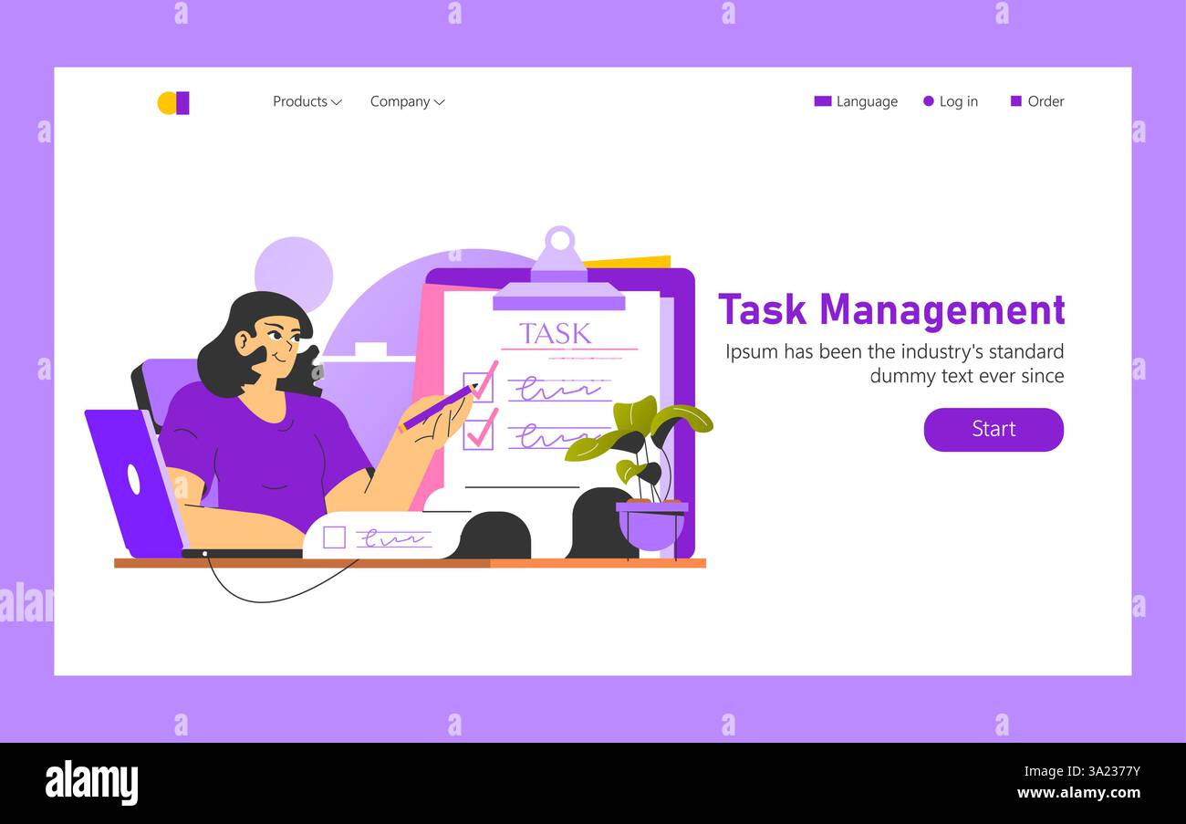 This illustration features a person managing tasks on a computer while ...